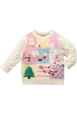 Miki House Maglione Animal Friends con design patchwork