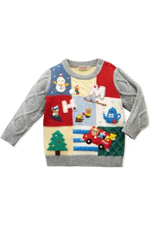 Miki House Maglione Animal Friends con design patchwork