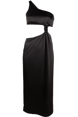 VERSACE Abito midi Belize lungo con inserti - Nero