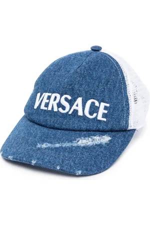VERSACE Cappello da baseball denim con effetto vissuto