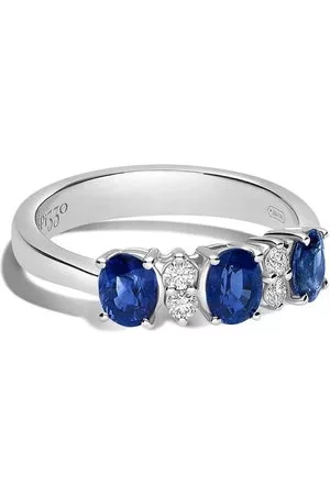 Leo Pizzo Anello a fascia Eternity in oro bianco 18kt con zaffiri - Argento