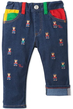 Miki House Jeans dritti con ricamo