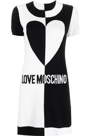 Love Moschino Donna Vestiti in maglia - Abito con logo - Bianco