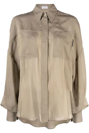Brunello Cucinelli Blusa a maniche lunghe semi-trasparente