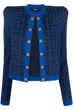 Balmain Giacca crop con monogramma
