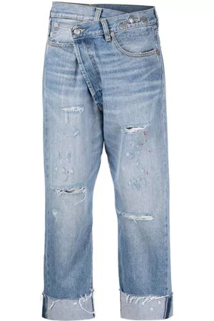 R13 Donna Jeans - Jeans crop con dettaglio incrociato - Blu