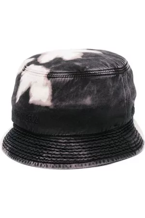Dsquared2 Uomo Cappello Bucket - Cappello bucket con effetto schiarito - Nero