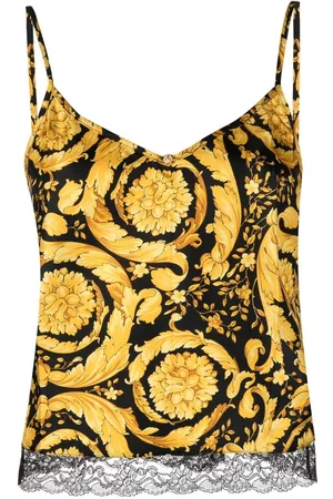 VERSACE Canottiera con stampa barocca