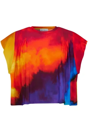 Paco rabanne T-shirt girocollo con fantasia tie dye