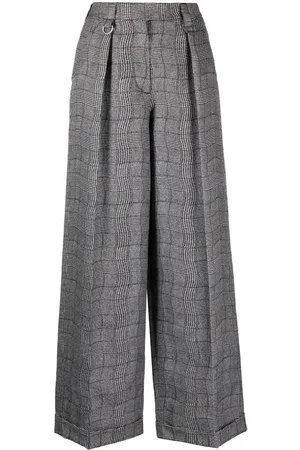 Kenzo Pantaloni sartoriali Wavy Check a gamba ampia