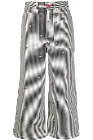 Kenzo Jeans a righe crop con ricamo