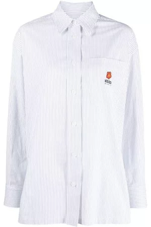 Kenzo Donna Camicie - Camicia gessata con ricamo - 77BLEU