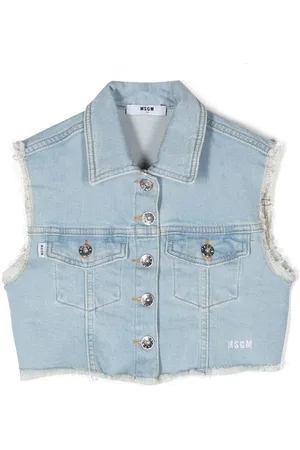 Msgm Gilet denim con frange