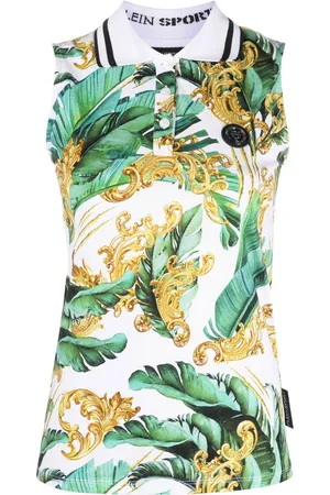 Philipp Plein Polo a fiori smanicata