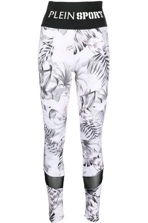 Philipp Plein Leggings a fiori con banda logo