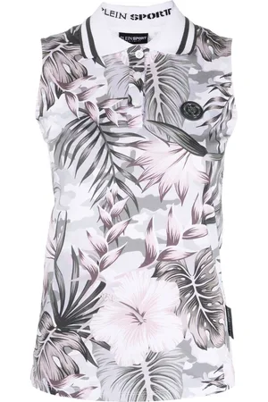 Philipp Plein Polo a fiori smanicata
