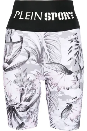 Philipp Plein Shorts a fiori con banda logo