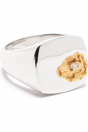 TOM WOOD Anello grande in oro 14 carati con diamanti