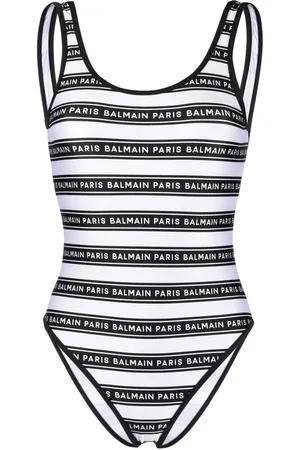 Balmain Costume intero a righe con stampa