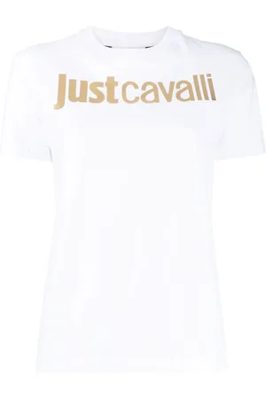 Roberto Cavalli T-shirt con logo metallizzato