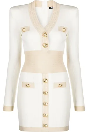 Balmain Abito corto con bottoni goffrati