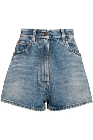 Prada Shorts denim con logo a triangolo