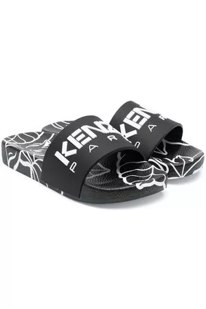 Kenzo Scarpe stringate e mocassini - Slippers con stampa - Nero