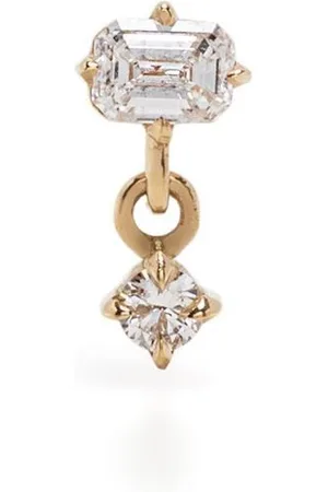 Lizzie Mandler Orecchino a bottone Mix Matched in giallo 18kt con diamante