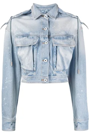 OFF-WHITE Giacca denim crop con effetto vissuto