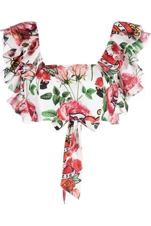 Philipp Plein Blusa a fiori crop