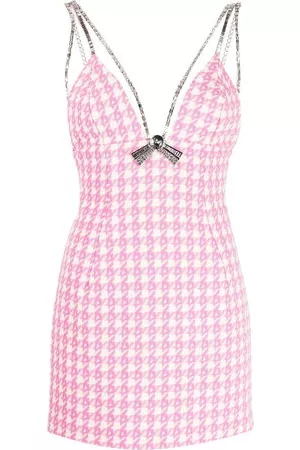 AREA Donna Vestiti sexy - Abito corto Deco Bow in pied-de-poule - Rosa