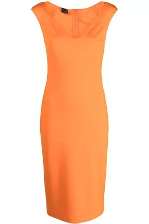 Pinko Donna Vestiti midi - Tubino con scollo a V - Arancione