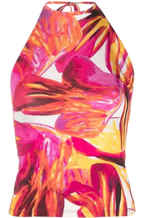 Louisa Ballou Top a fiori con scollo all