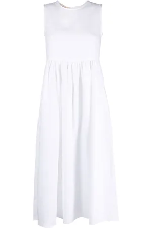 BLANCA Abito midi smanicato plissettato