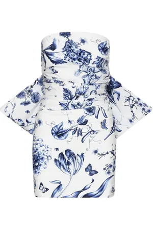 Oscar de la Renta Abito a fiori drappeggiato