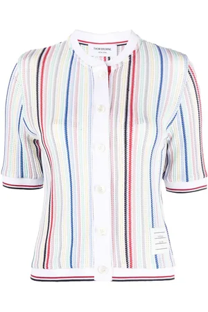 Thom Browne Cardigan a righe con maniche corte