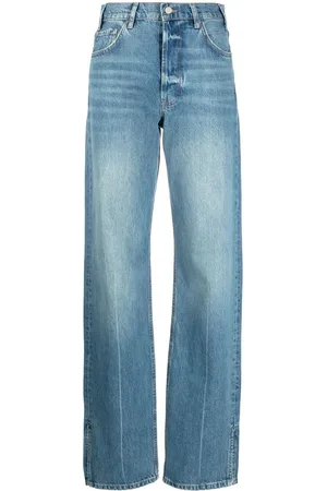 ANINE BING Jeans dritti con spacco alla caviglia