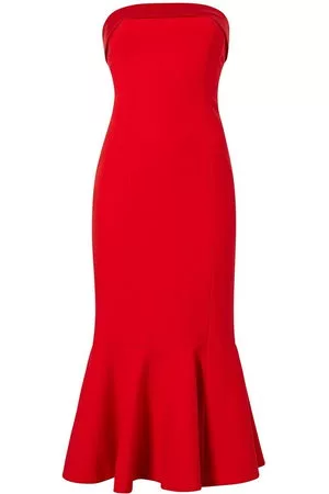 Cinq A Sept Donna Vestiti midi - Abito midi senza spalline - Rosso