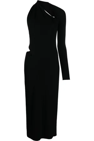 VERSACE Abito midi monospalla con inserti