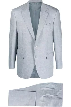 CANALI Uomo Abiti eleganti - Single-breasted linen-wool suit - Blu