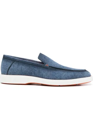 santoni Almond-toe denim loafers