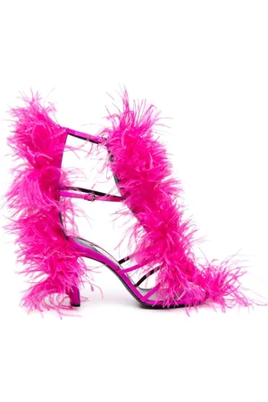 AREA Amazona 100mm feather-embellished sandals