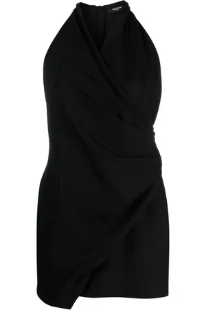 Balmain Abito midi con scollo all