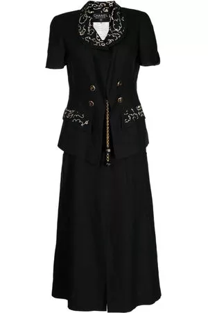 CHANEL Donna Abbigliamento vintage - Set giacca e gonna Camélia Pre-owned anni '90 - Nero