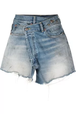 R13 Shorts denim con effetto vissuto - Blu