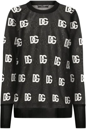 Dolce & Gabbana Maglione semi trasparente con logo DG