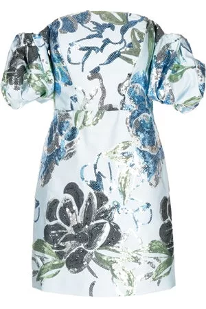 Marchesa Notte Donna Vestiti paillettes - Abito con paillettes - Blu