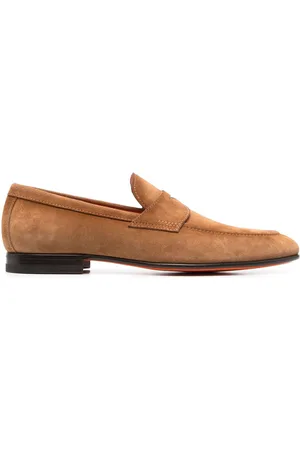 santoni Mocassini penny in pelle scamosciata