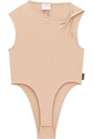 Courrèges Logo-patch twist-detail bodysuit