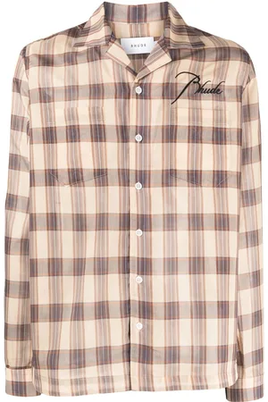 Rhude Camicia a quadri con ricamo